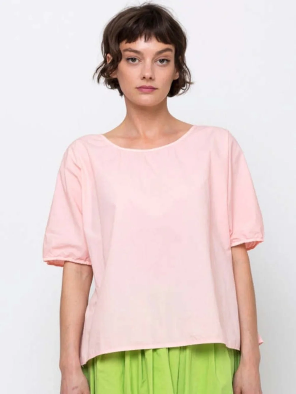 MANUELLE GUIBAL The Zani Top in Pearl Pink Parisian Boxy Blouse Cotton Poplin 0 - Picture 2 of 16